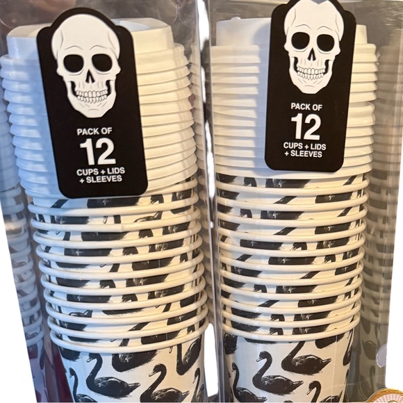 Wandering Moon NWT Black Swan Beaded Travel Pouch & 24 Paper Cups with Lids - Picture 5 of 7